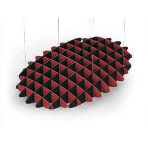 Acoustic Ceiling Sound Trap - 1200mm x 1800mm Oval - Red | Black