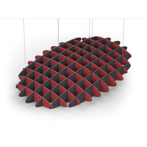 Acoustic Ceiling Sound Trap - 1200mm x 1800mm Oval - Red | Charcoal Grey