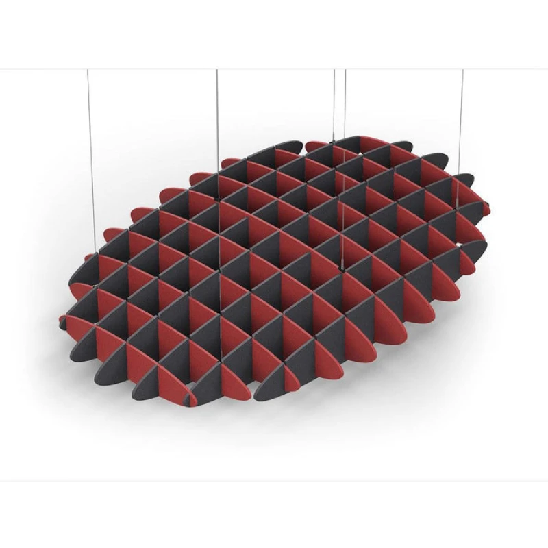 Acoustic Ceiling Sound Trap - 1200mm x 1800mm Oval - Red | Charcoal Grey