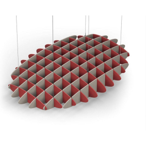 Acoustic Ceiling Sound Trap - 1200mm x 1800mm Oval - Red | Dark Beige