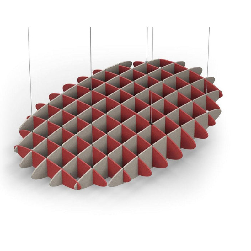 Acoustic Ceiling Sound Trap - 1200mm x 1800mm Oval - Red | Dark Beige
