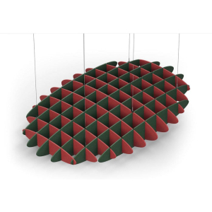 Acoustic Ceiling Sound Trap - 1200mm x 1800mm Oval - Red | Dark Green