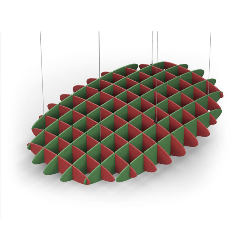 Acoustic Ceiling Sound Trap - 1200mm x 1800mm Oval - Red | Green