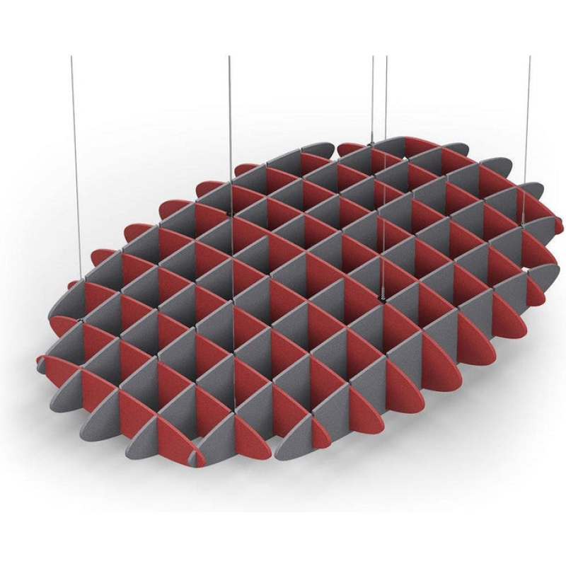 Acoustic Ceiling Sound Trap - 1200mm x 1800mm Oval - Red | Grey