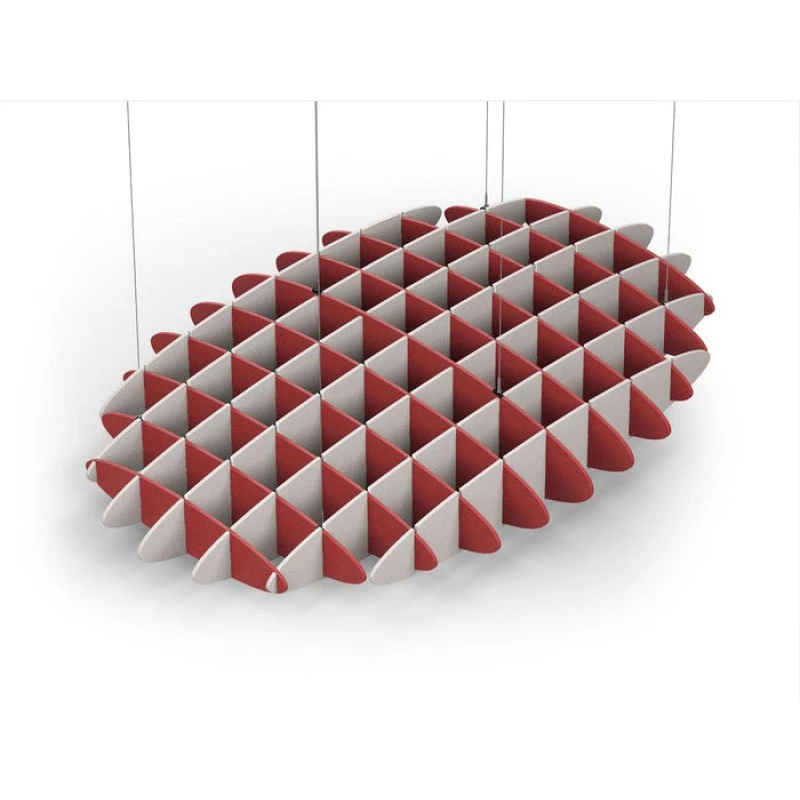 Acoustic Ceiling Sound Trap - 1200mm x 1800mm Oval - Red | Light Beige