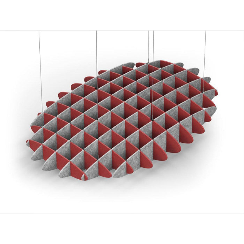Acoustic Ceiling Sound Trap - 1200mm x 1800mm Oval - Red | Marble Grey