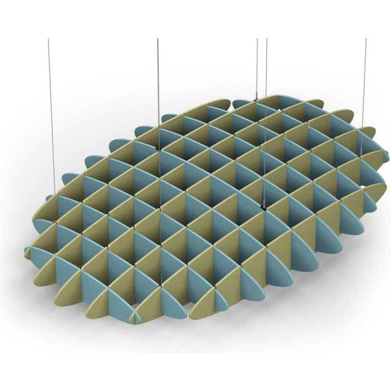Acoustic Ceiling Sound Trap - 1200mm x 1800mm Oval - Sky Blue | Banana Green