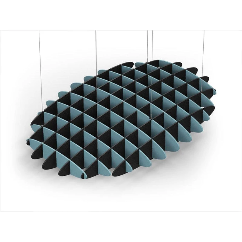Acoustic Ceiling Sound Trap - 1200mm x 1800mm Oval - Sky Blue | Black