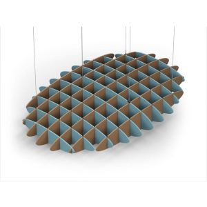 Acoustic Ceiling Sound Trap - 1200mm x 1800mm Oval - Sky Blue | Brown