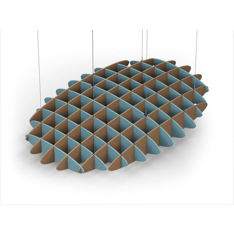 Acoustic Ceiling Sound Trap - 1200mm x 1800mm Oval - Sky Blue | Brown