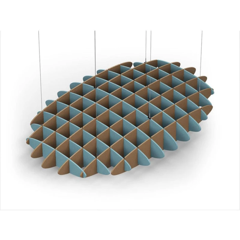 Acoustic Ceiling Sound Trap - 1200mm x 1800mm Oval - Sky Blue | Brown