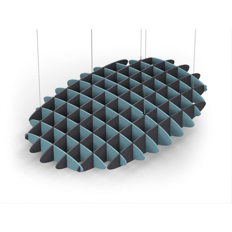 Acoustic Ceiling Sound Trap - 1200mm x 1800mm Oval - Sky Blue | Charcoal Grey