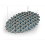 Acoustic Ceiling Sound Trap - 1200mm x 1800mm Oval - Sky Blue | Dark Beige