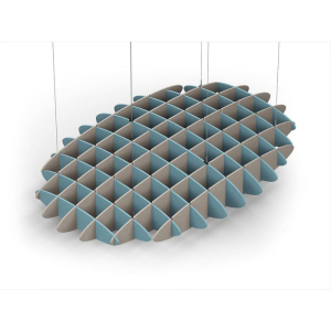 Acoustic Ceiling Sound Trap - 1200mm x 1800mm Oval - Sky Blue | Dark Beige