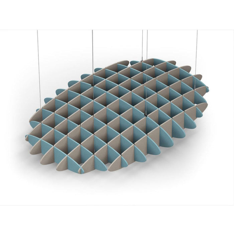 Acoustic Ceiling Sound Trap - 1200mm x 1800mm Oval - Sky Blue | Dark Beige