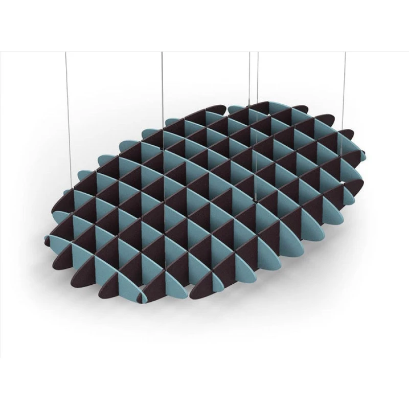 Acoustic Ceiling Sound Trap - 1200mm x 1800mm Oval - Sky Blue | Dark Maroon