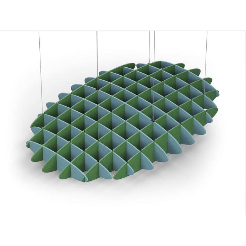 Acoustic Ceiling Sound Trap - 1200mm x 1800mm Oval - Sky Blue | Green