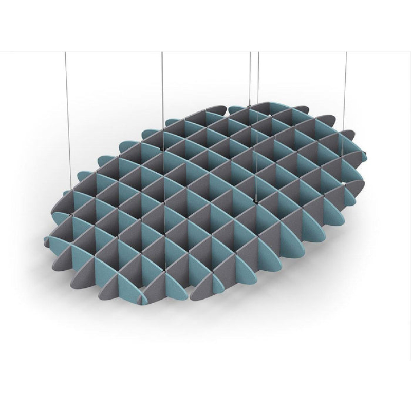 Acoustic Ceiling Sound Trap - 1200mm x 1800mm Oval - Sky Blue | Grey