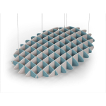 Acoustic Ceiling Sound Trap - 1200mm x 1800mm Oval - Sky Blue | Light Beige