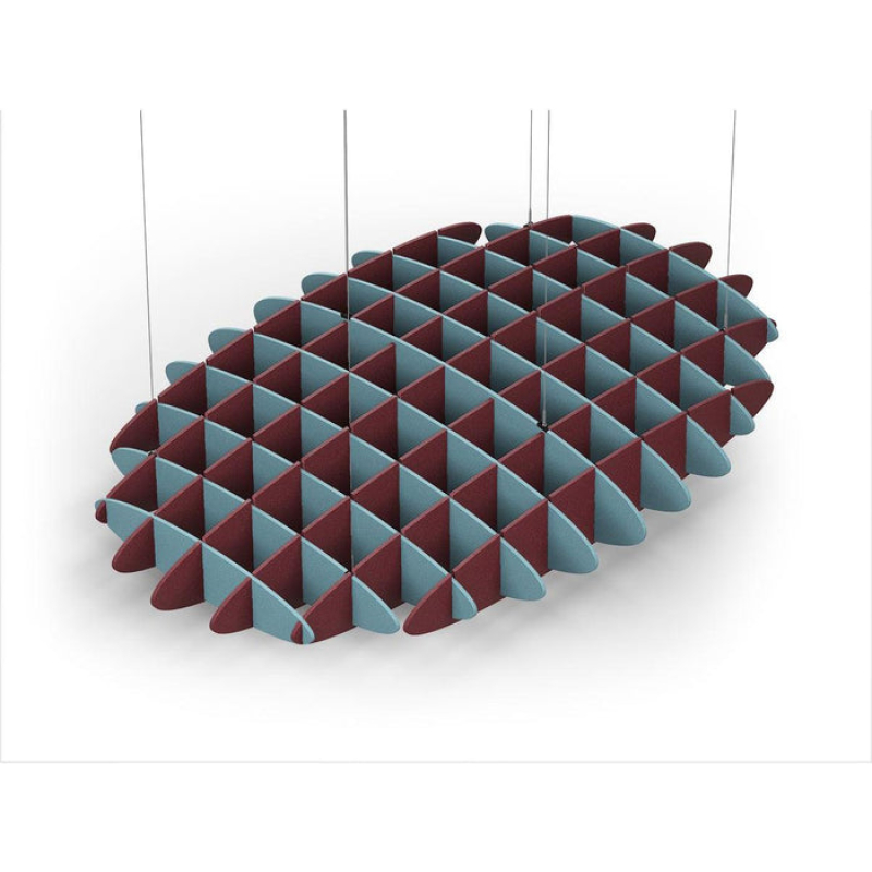 Acoustic Ceiling Sound Trap - 1200mm x 1800mm Oval - Sky Blue | Maroon