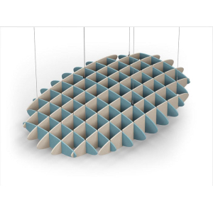 Acoustic Ceiling Sound Trap - 1200mm x 1800mm Oval - Sky Blue | Natural