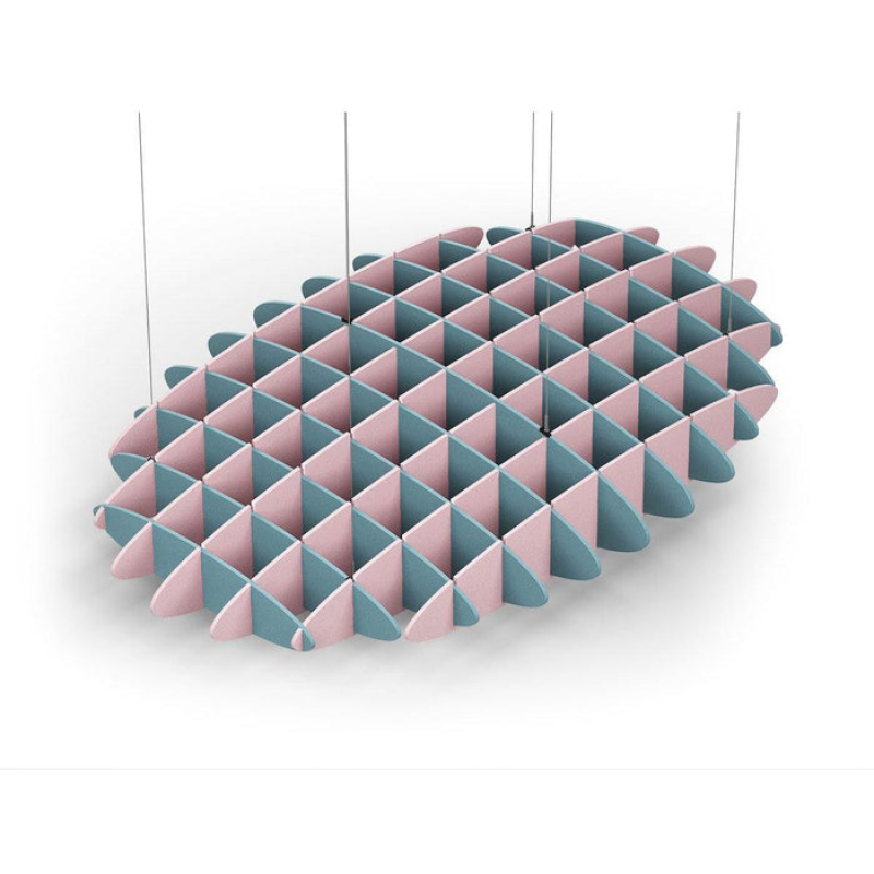 Acoustic Ceiling Sound Trap - 1200mm x 1800mm Oval - Sky Blue | Pink