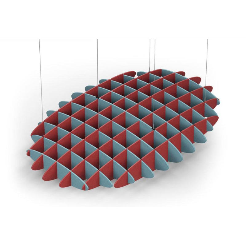Acoustic Ceiling Sound Trap - 1200mm x 1800mm Oval - Sky Blue | Red
