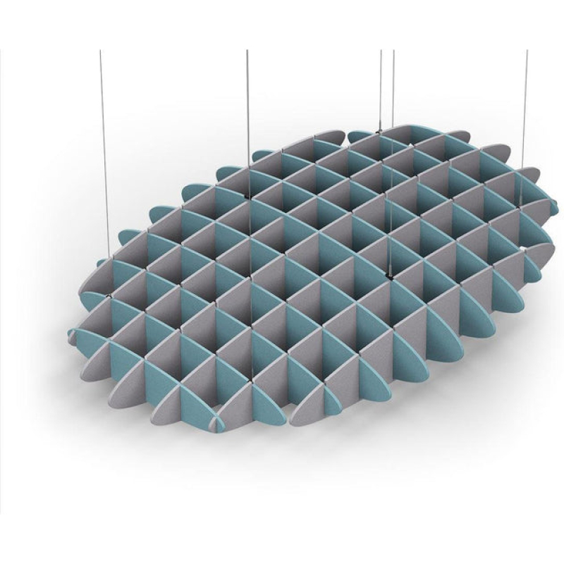 Acoustic Ceiling Sound Trap - 1200mm x 1800mm Oval - Sky Blue | Slate Grey