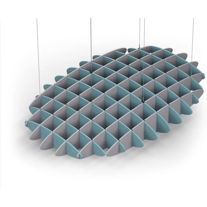 Acoustic Ceiling Sound Trap - 1200mm x 1800mm Oval - Sky Blue | Slate Grey