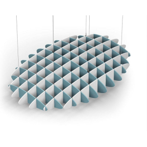 Acoustic Ceiling Sound Trap - 1200mm x 1800mm Oval - Sky Blue | White