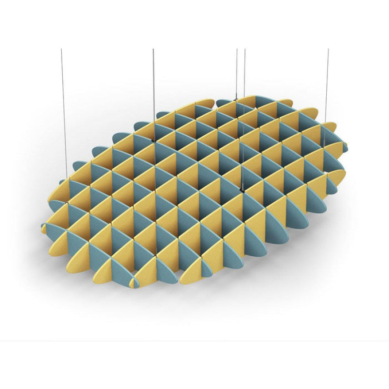 Acoustic Ceiling Sound Trap - 1200mm x 1800mm Oval - Sky Blue | Yellow