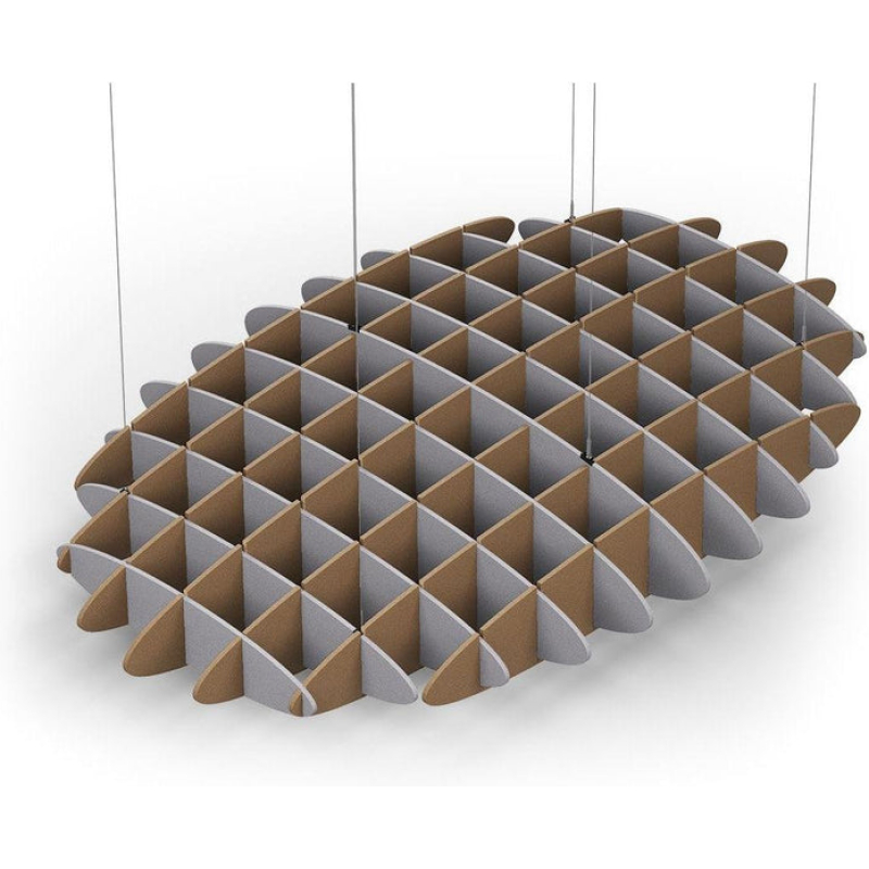 Acoustic Ceiling Sound Trap - 1200mm x 1800mm Oval - Slate Grey | Brown