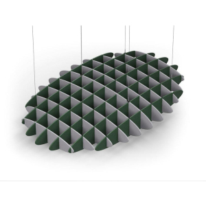 Acoustic Ceiling Sound Trap - 1200mm x 1800mm Oval - Slate Grey | Dark Green