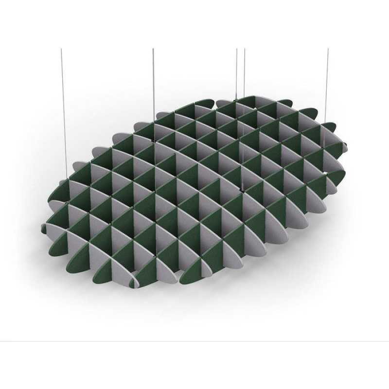 Acoustic Ceiling Sound Trap - 1200mm x 1800mm Oval - Slate Grey | Dark Green