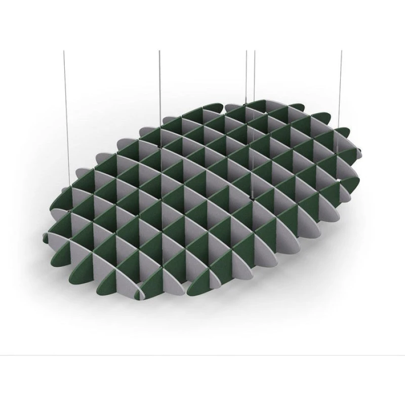 Acoustic Ceiling Sound Trap - 1200mm x 1800mm Oval - Slate Grey | Dark Green