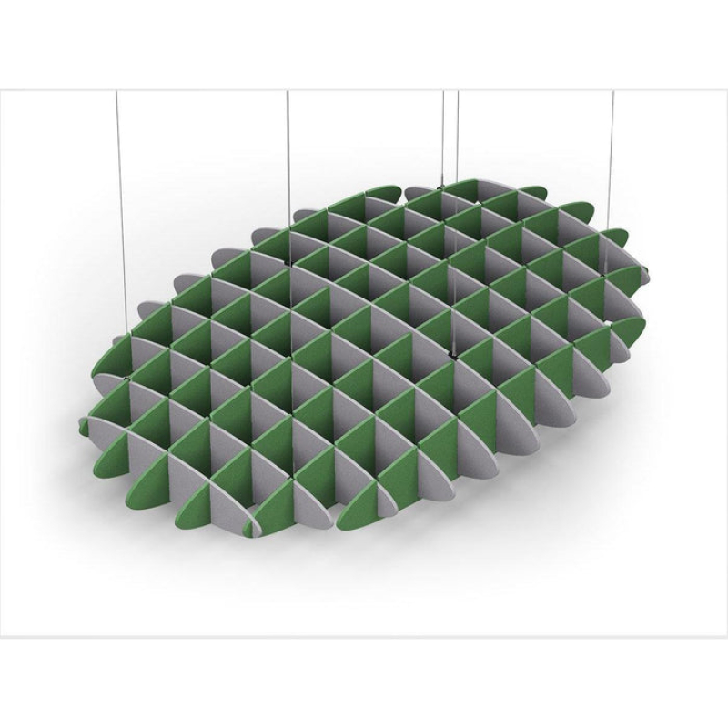 Acoustic Ceiling Sound Trap - 1200mm x 1800mm Oval - Slate Grey | Green