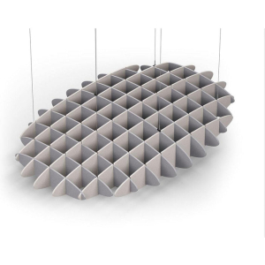 Acoustic Ceiling Sound Trap - 1200mm x 1800mm Oval - Slate Grey | Light Beige