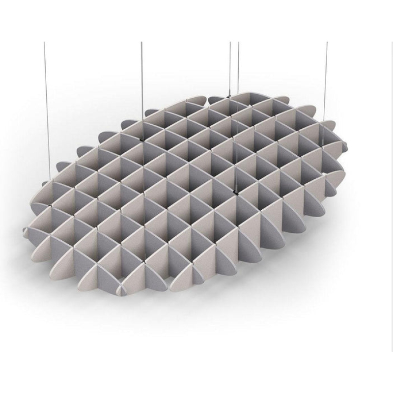 Acoustic Ceiling Sound Trap - 1200mm x 1800mm Oval - Slate Grey | Light Beige