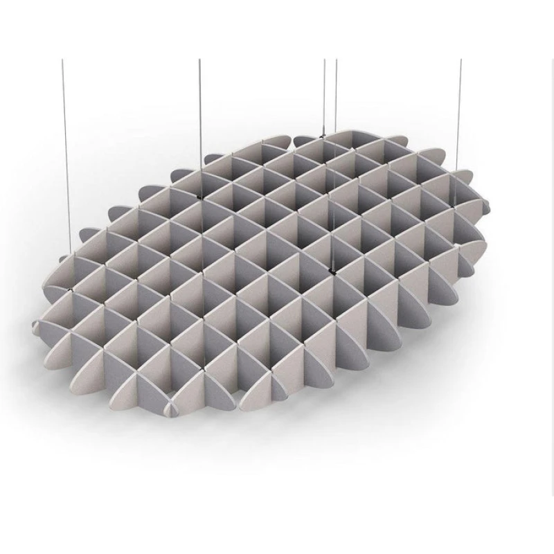 Acoustic Ceiling Sound Trap - 1200mm x 1800mm Oval - Slate Grey | Light Beige