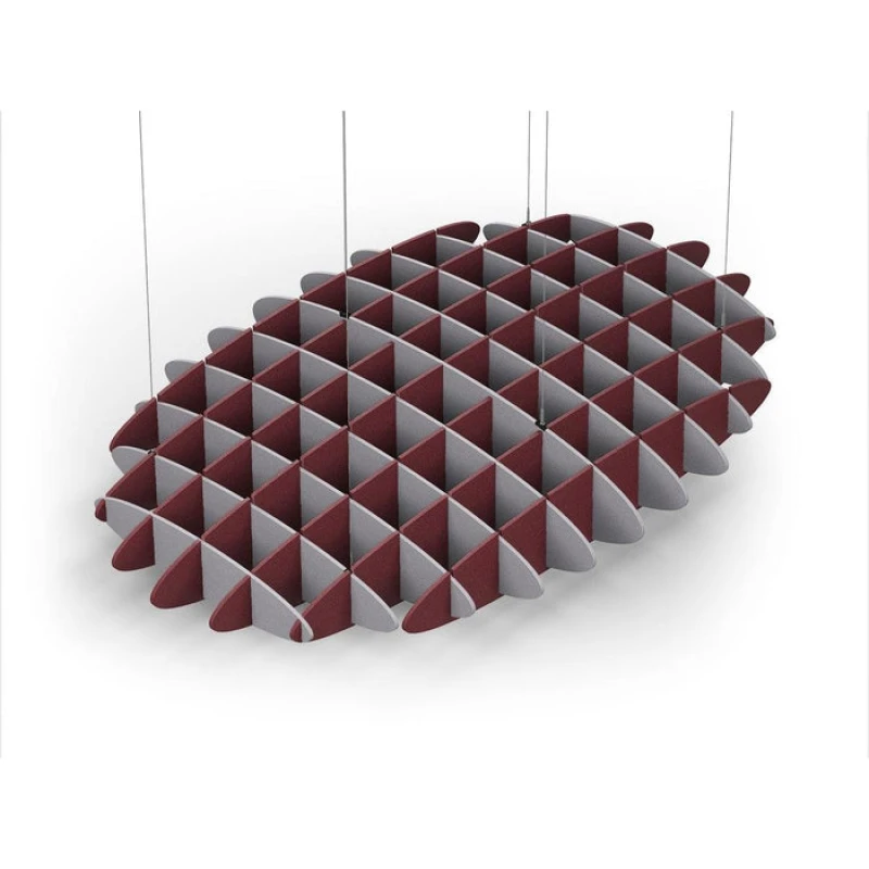 Acoustic Ceiling Sound Trap - 1200mm x 1800mm Oval - Slate Grey | Maroon