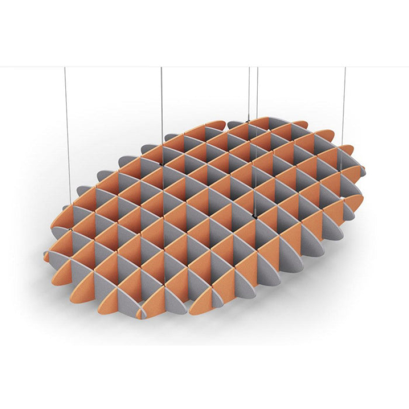 Acoustic Ceiling Sound Trap - 1200mm x 1800mm Oval - Slate Grey | Orange
