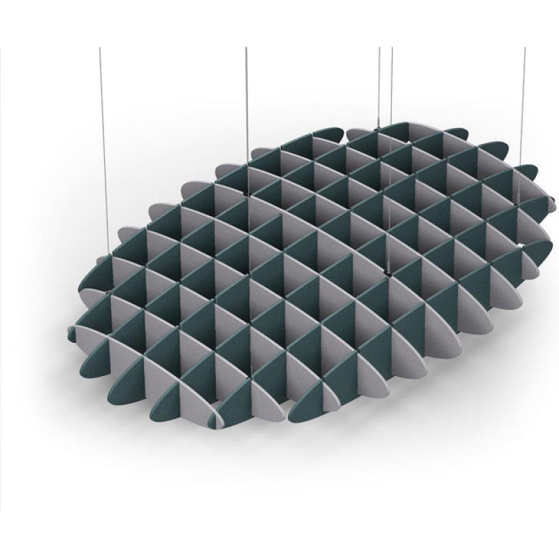 Acoustic Ceiling Sound Trap - 1200mm x 1800mm Oval - Slate Grey | Peacock Green