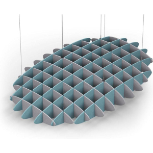 Acoustic Ceiling Sound Trap - 1200mm x 1800mm Oval - Slate Grey | Sky Blue