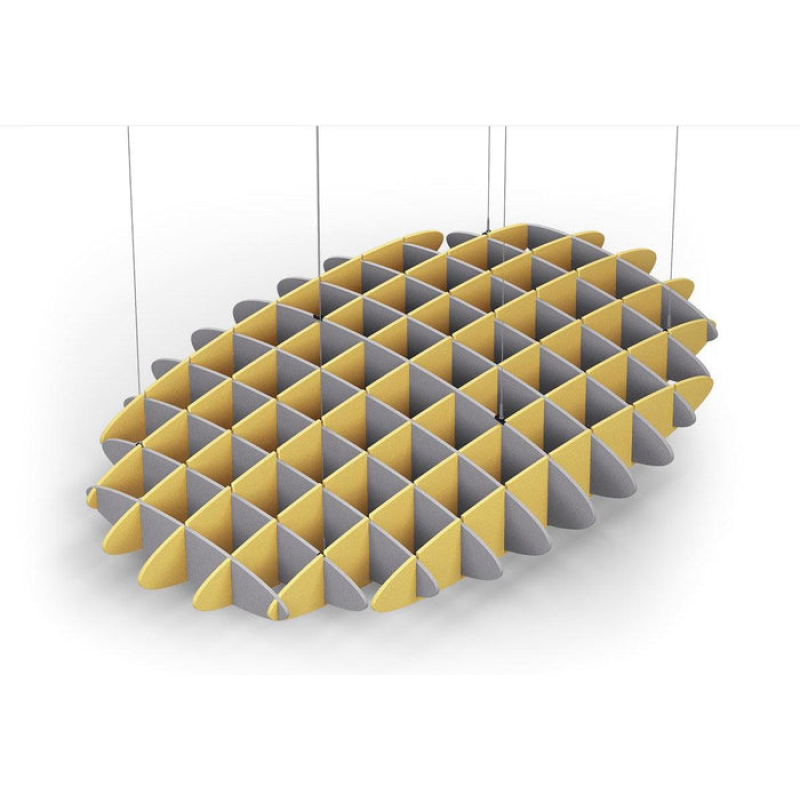 Acoustic Ceiling Sound Trap - 1200mm x 1800mm Oval - Slate Grey | Yellow