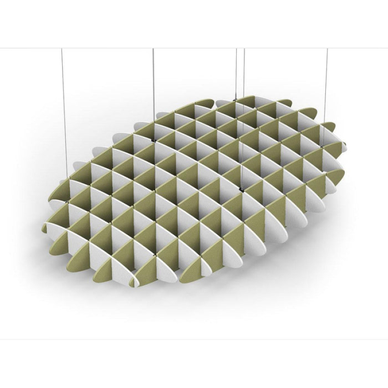 Acoustic Ceiling Sound Trap - 1200mm x 1800mm Oval - White | Banana Green