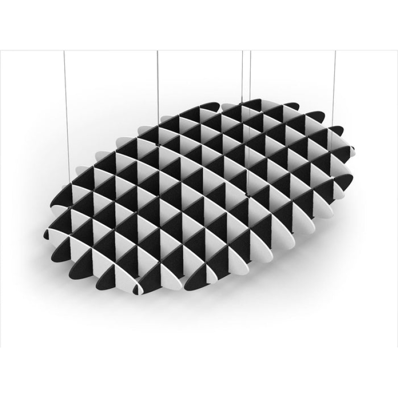 Acoustic Ceiling Sound Trap - 1200mm x 1800mm Oval - White | Black