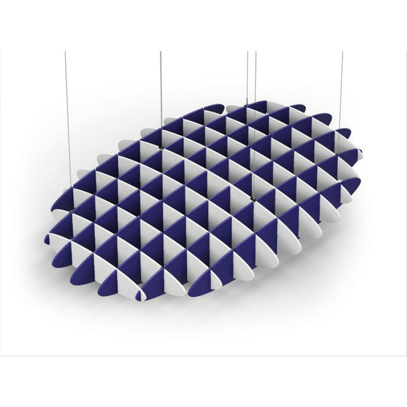 Acoustic Ceiling Sound Trap - 1200mm x 1800mm Oval - White | Blue