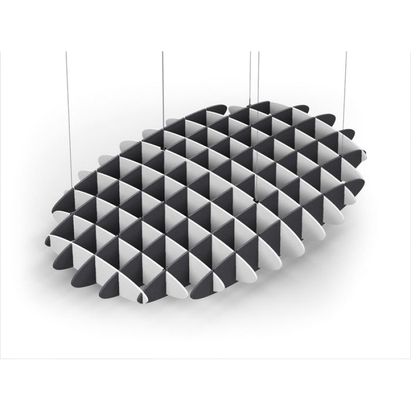 Acoustic Ceiling Sound Trap - 1200mm x 1800mm Oval - White | Charcoal Grey