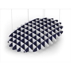 Acoustic Ceiling Sound Trap - 1200mm x 1800mm Oval - White | Dark Blue