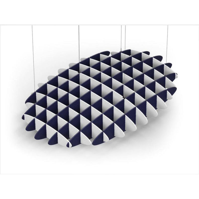 Acoustic Ceiling Sound Trap - 1200mm x 1800mm Oval - White | Dark Blue